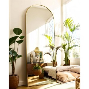 Beautyolove Full Length Mirror 58" x 18" Arched Floor Mirror Wall Hanging Mounted Mirrors Full Body Mirrors, Gold - 1 of 4