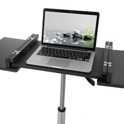 Adjustable Height Black Foldable Laptop Cart with Wood Panels