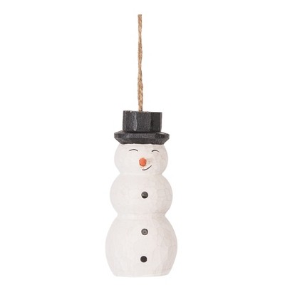 Gallerie II Wood Carved Snowman Ornament