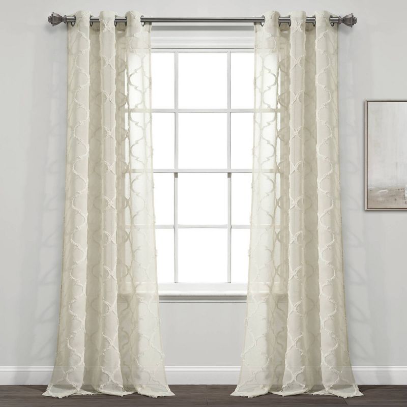 Set of 2 Avon Trellis Grommet Sheer Window Curtain Panels - Lush Décor, 1 of 14