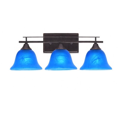 Toltec Lighting Uptowne 3 - Light Vanity in  Dark Granite with 7" Blue Italian Shade