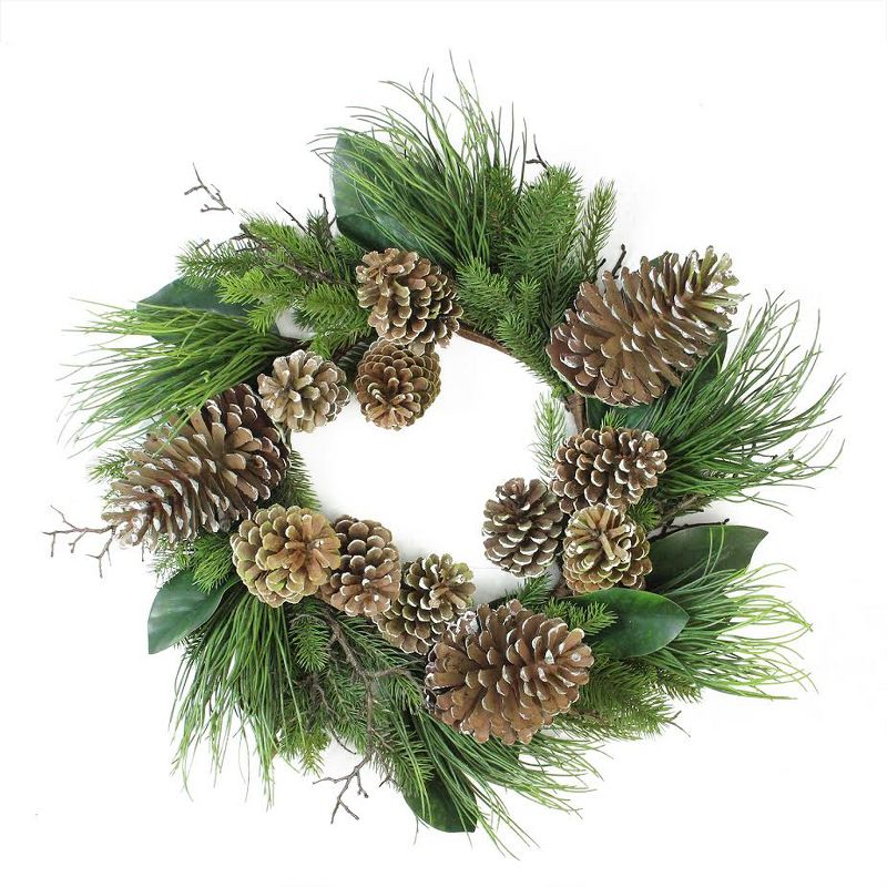 Northlight Real Touch™️ Mixed Foliage and Pine Artificial Christmas Wreath   - 28" - Unlit, 1 of 7