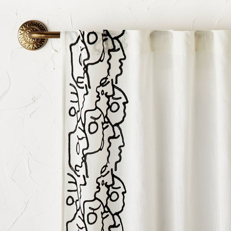 2pk Light Filtering In This Together Embroidered Window Curtain Panels Ivory - Opalhouse™ designed with Jungalow™, 1 of 5