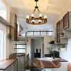 BAOURE Rustic Farmhouse Wagon Wheel Chandelier with Seeded Glass Shade, 6 Light Round Wood Pendant Light for Dining Room Living Room Foyer, Brown 21in - 3 of 4