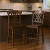 HomeRoots Set of Two 24" Walnut Solid Wood Counter Height Bar Chairs - 2 of 4