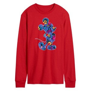 Men's - Disney - Mickey Mouse Patterened Silhouette Long Sleeve Graphic T-Shirt - 1 of 3