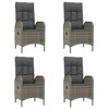 vidaXL 5 Piece Patio Dining Set with Cushions Black and Gray Poly Rattan - 63" Table Length Gray 4x Chair + Table - 4 of 4