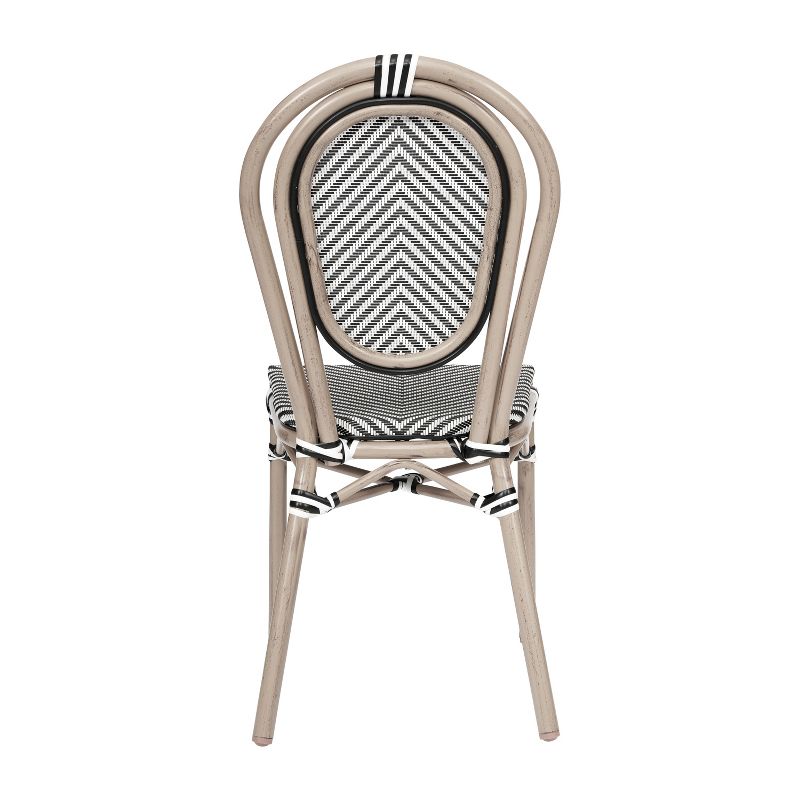 Flash Furniture Marseille Indoor/Outdoor Commercial Thonet French Bistro Stacking Chair, Textilene and Bamboo Print Aluminum Frame, 3 of 15