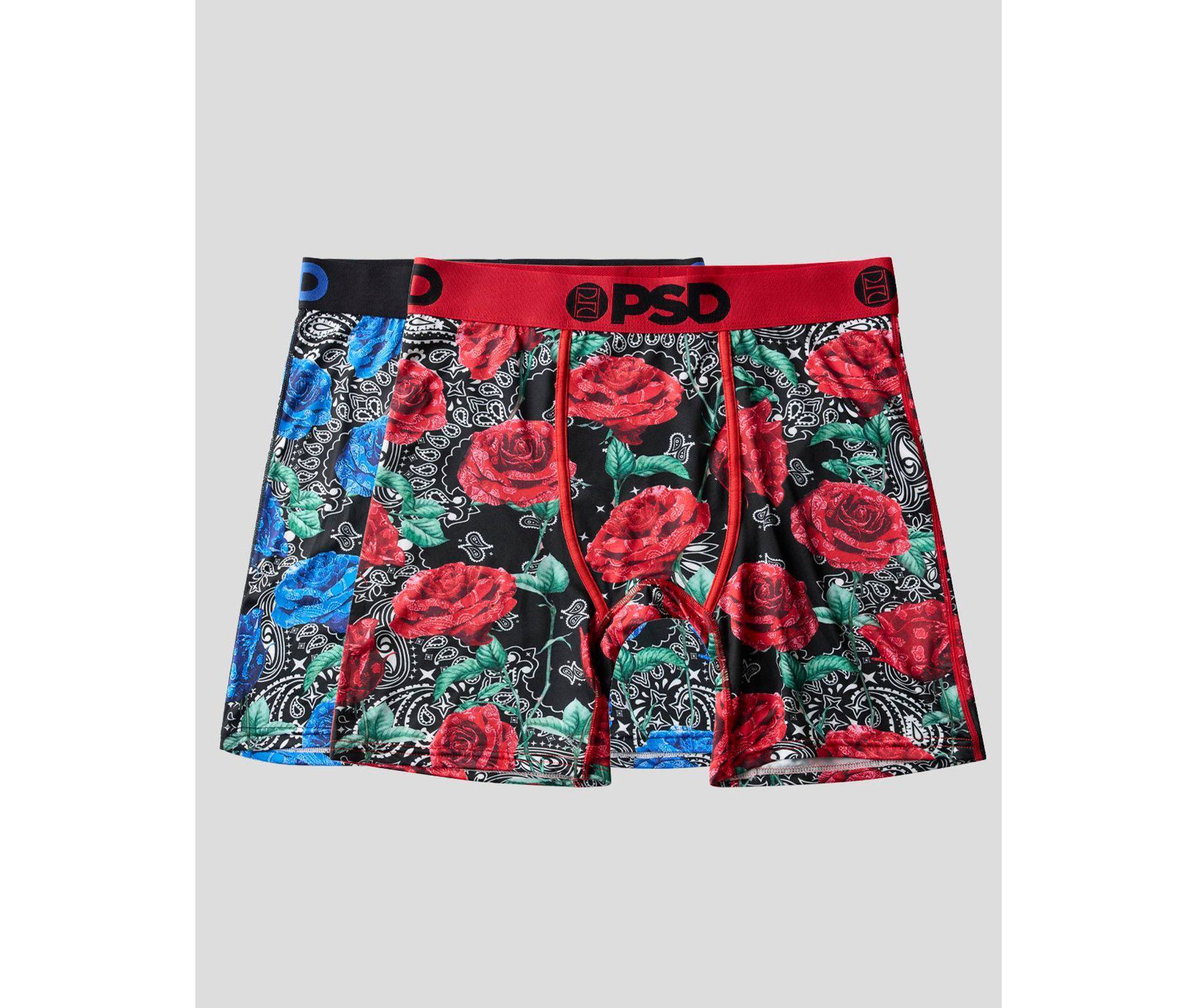 PSD Men's Rose Print Briefs - Red/Blue M
