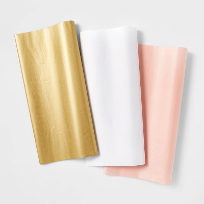 150ct Metallic and Solid Banded Gift Tissue Paper Pink/Gold/White - Wondershop™