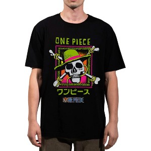 One Piece Live Action Straw Hat Pirates Logo Adult Black Heavyweight Oversized T-shirt - 1 of 2