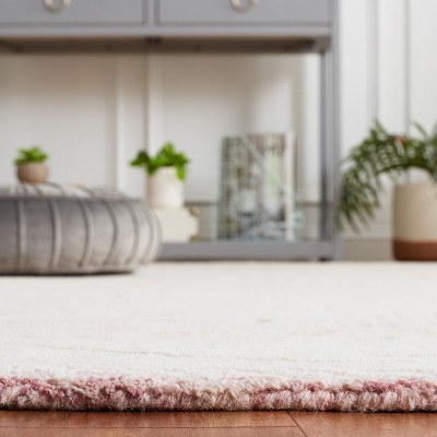 Handmade Pink and Ivory Wool Tufted Area Rug 3' x 5'