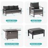 Sonkuki Patio Sofa Set with 45'' Fire Pit Table, All-Weather PE Rattan Wicker Patio Conversation Couch with Cushion - 3 of 4