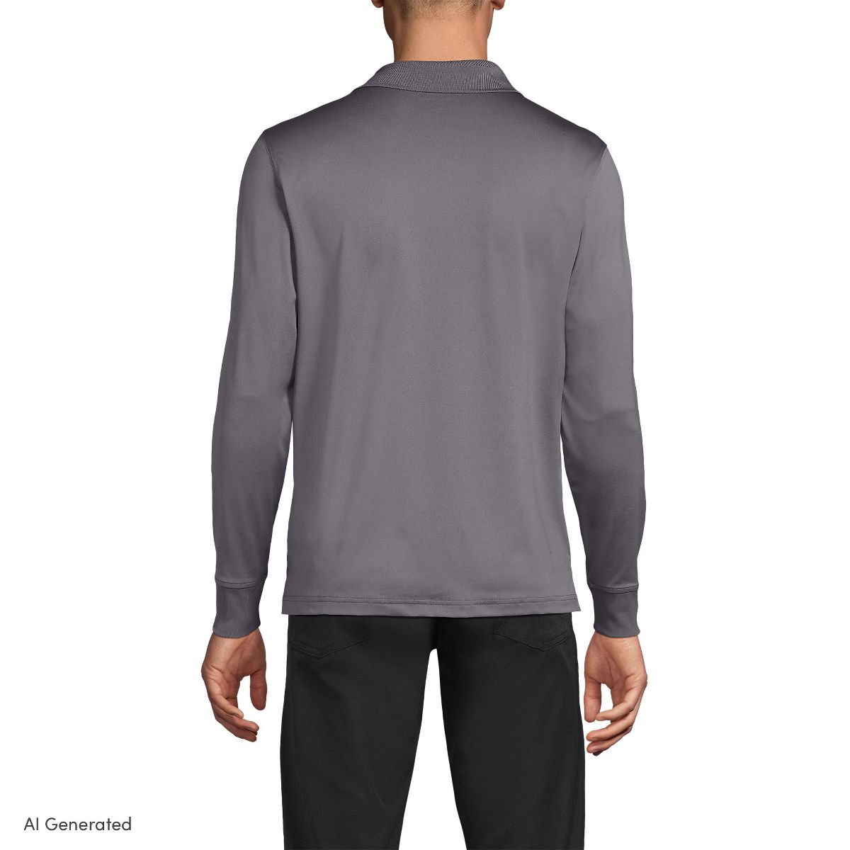 Lands' End School Uniform Men's Long Sleeve Rapid Dry Polo Shirt - thumbnail 2