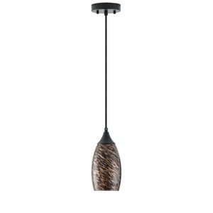 Dewdrop 4.7" Mini Glass Pendant Light, Brown White Marble Glass, Vintage Hanging Ceiling Lamp - 1 of 4