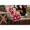 Chanasya Fleece Faux Shearling Red White Holiday Snowflake Throw Blanket - (50x65 Inches) - 2 of 4