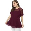 Agnes Orinda Women's Plus Size Round Neck Peplum Short Sleeve Mesh Sheer Summer Casual Blouses - 3 of 4
