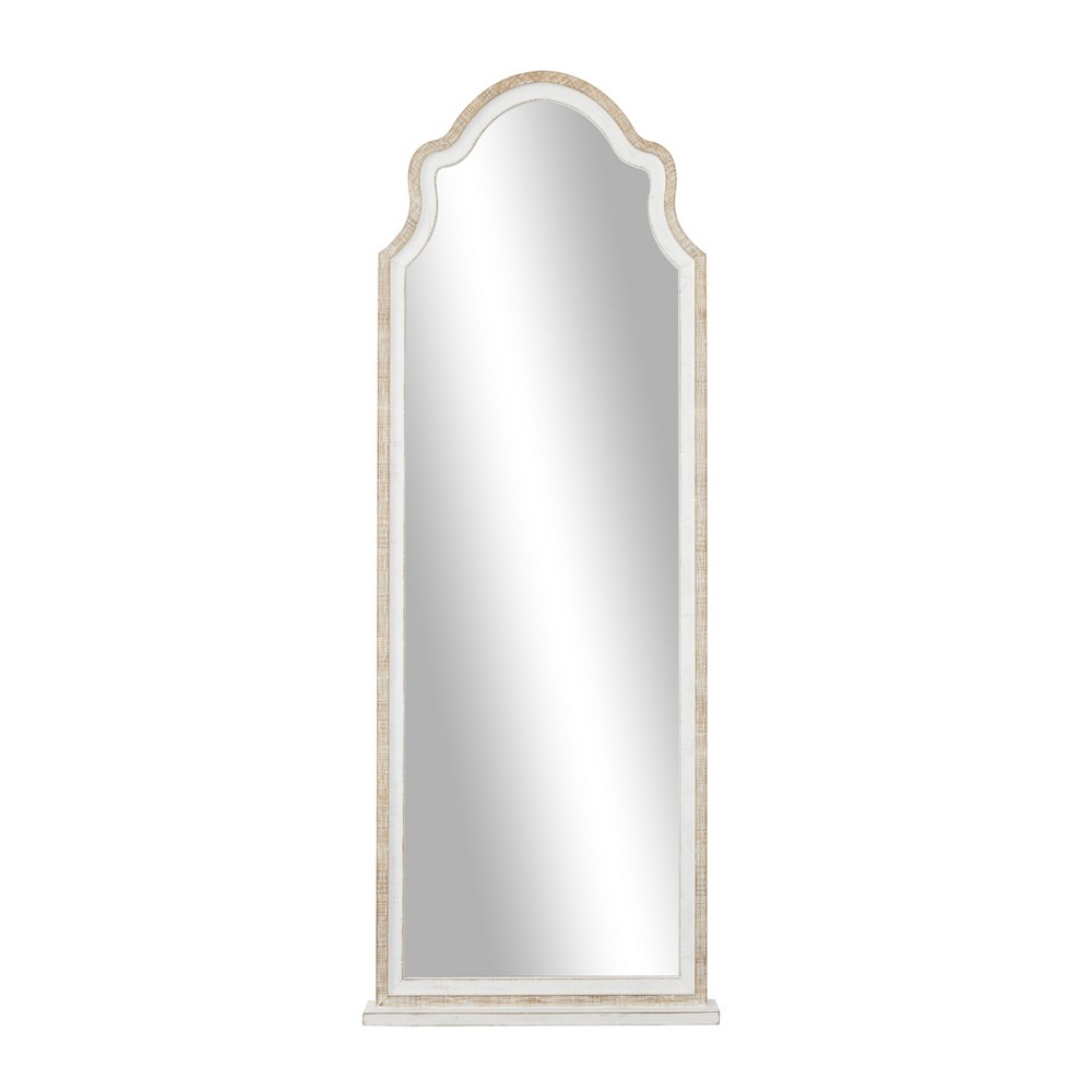 Wood Window Pane Inspired Wall Mirror with Arched Top Brown - Olivia & May: Vertical Hanging, Country Cottage Decor