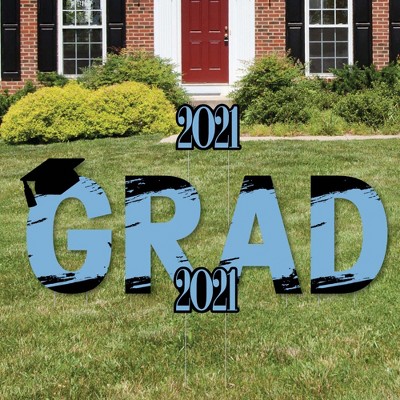 Big Dot of Happiness Light Blue Grad - Best is Yet to Come - Yard Sign Outdoor Lawn Decorations - Light Blue 2021 Graduation Party Yard Signs - Grad