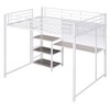 TIRAMISUBEST Twin/Full Size Loft Bed with Bulit-in Desk and Whiteboard, Metal Loft Bedframe with 3 Storage Shelves and Ladder for Kids - 3 of 4