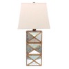HomeRoots 28" Distressed Gold And Silver Metal Bedside Lamp With Beige Shade - 4 of 4