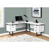 Monarch Specialties Computer Desk Home Office Corner Left Right Set-Up Storage Drawers  L Shape Metal Laminate White Black Contemporary Modern - image 2 of 4