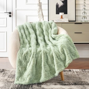 Cozy Bliss Faux Fur Throw Blanket Soft Textured Bed Blanket - 1 of 4