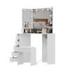 Corner Vanity Table w/Stool, Corner Vanity Desk with Mirror Lights, Corner Makeup Vanity with Power Outlet, Makeup Vanity for Bedroom, White - 3 of 4