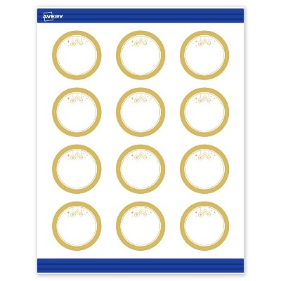 Avery Round Cards, 2" Diameter, Gold-Metallic Ornaments, Matte, 120