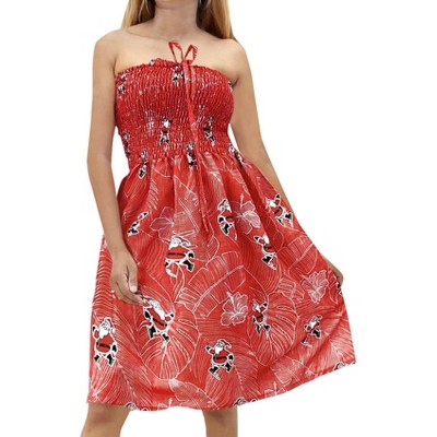 HAPPY BAY Women's Casual Beach A line Slit Smocked Mini Dress Ruched Tube Top Evening Short Strapless Christmas Tree Dresses for Women