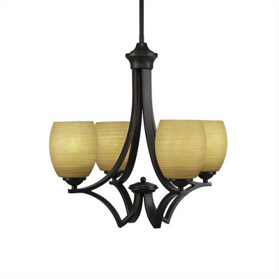Toltec Lighting Zilo 4 - Light Chandelier in  Dark Granite with 5" Cayenne Linen Shade