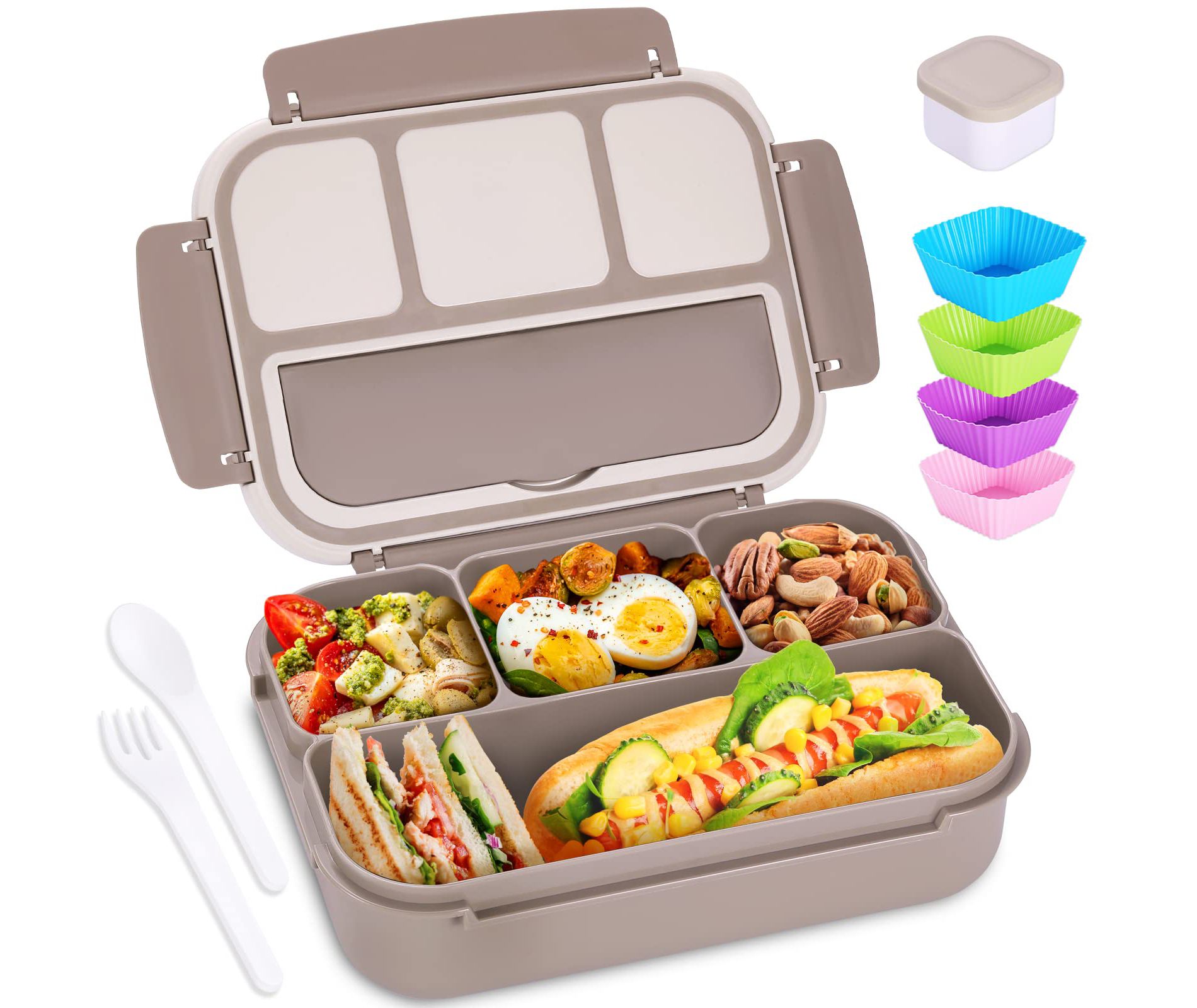Bento Box Adult Lunch Box, Containers for Adults Men Women with 4 Compartments