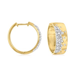 Ross-Simons 0.50 ct. t.w. Scattered Diamond Hoop Earrings in 18kt Gold Over Sterling - 1 of 4