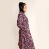 Of an Origin | Organic Cotton Stretch Women's Lounge Robe in Flower Child Print - 3 of 4