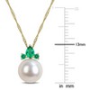 EVERLY JEWELRY | 14K Yellow Gold Cultured Freshwater Pearl and Created Gemstone Drop Pendant with Chain, 17 inch - Multiple Created Gemstone Options - 4 of 4