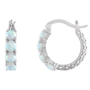 Designs by Gioelli Sterling Silver Gemstone Hoop Earrings - 1 of 2