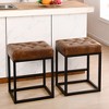 24" Leather Upholstered Counter Stools - 3 of 4