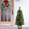 Puleo Set of 2 Artificial Cashmere Pre-Lit Battery-Operated Potted Christmas Trees with Berries - 2 of 4