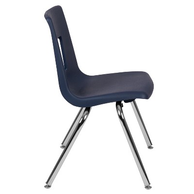 Ergonomic Navy 16" Stackable Classroom Chair with Chrome Frame