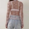 Women’s Floral Lace Slim-Fit Top – Sheer Stretch Tee with Baby Overlock Edge, Sexy & Versatile Cherie Code - 2 of 4