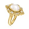 Ross-Simons 11x8mm Cultured Pearl and .40 ct. t.w. White Zircon Ring in 18kt Gold Over Sterling - 3 of 4