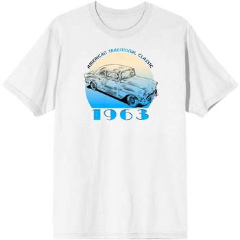 Car Fanatic Vintage 1963 Car Technical Drawing Men's White Graphic Tee