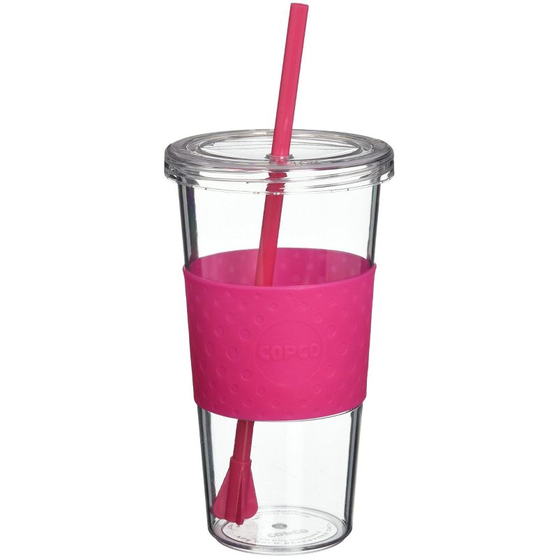 Copco Sierra 24 Ounce Iced Beverage Tumbler Cup with Straw & Spill Resistant Lid, BPA Free - Hot Pink 2510-9976, 2 of 5