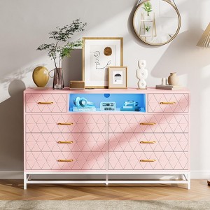 Dresser for Bedroom, 8 Drawer Dresser,55" Tv Stand Large Dresser Wooden - 1 of 4