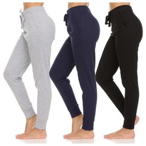Womens Running Workout Yoga Leggings with Pockets and Elastic Cuff, Up to 2XL, Pack of 3 - 1 of 4