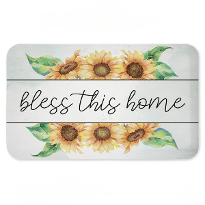 Stupell Industries Bless This Home Sunflowers Printed Anti-Fatigue Floor Mat, design by Kim Allen, 30"x18" - 1 of 4