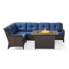 POCASSY Outdoor Sectional Sofa with Fire Pit Table - All Weather Brown Wicker Patio Furniture Set L Shaped Sectional Sofa with Fire Pit Table - 3 of 4