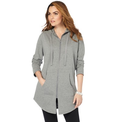 Roaman's Women's Plus Size Fleece Zip Hoodie Sweatshirt