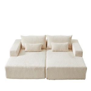 TiramisuBest 87" No-Assembly Oversized Sectional Chaise, Plush Reclining Sofa Bed for Indoor Living Room & Bedroom-Beige - 1 of 4