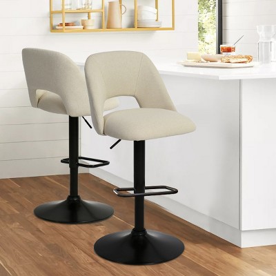 24"-32" Edwin Adj Upholstered Swivel Adjustable Height Barstools (Set of 2)-The Pop Home